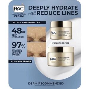 RoC Retinol Correxion Line Smoothing Max Hydration Cream Fragrance Free 2 Pack